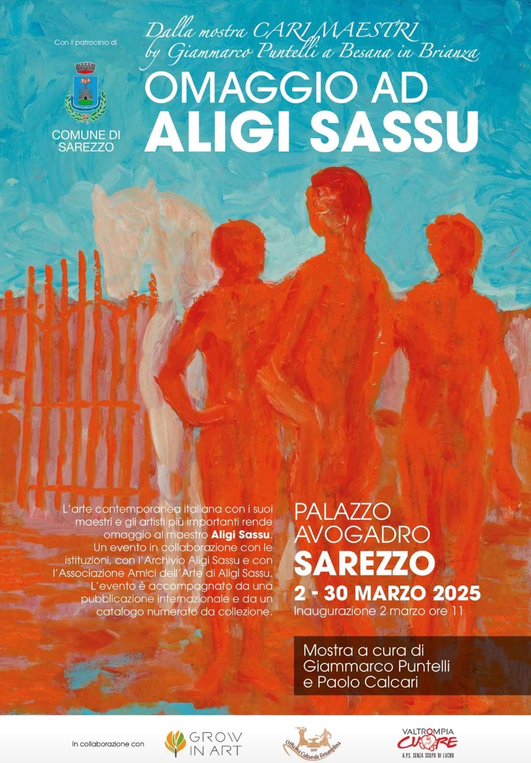 Locandina della mostra Cari Maestri — Omaggio ad Aligi Sassu, a cura di Giammarco Puntelli e Paolo Calcari