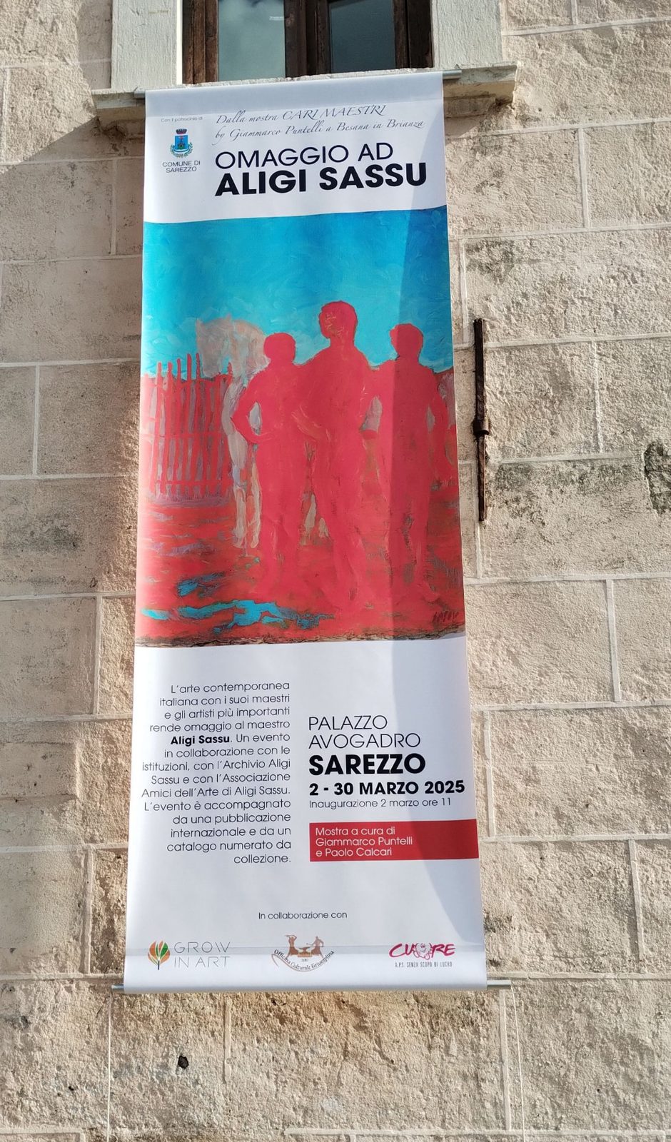 Il manifesto della mostra Omaggio ad Aligi Sassu esposto a Palazzo Avogadro, Sarezzo