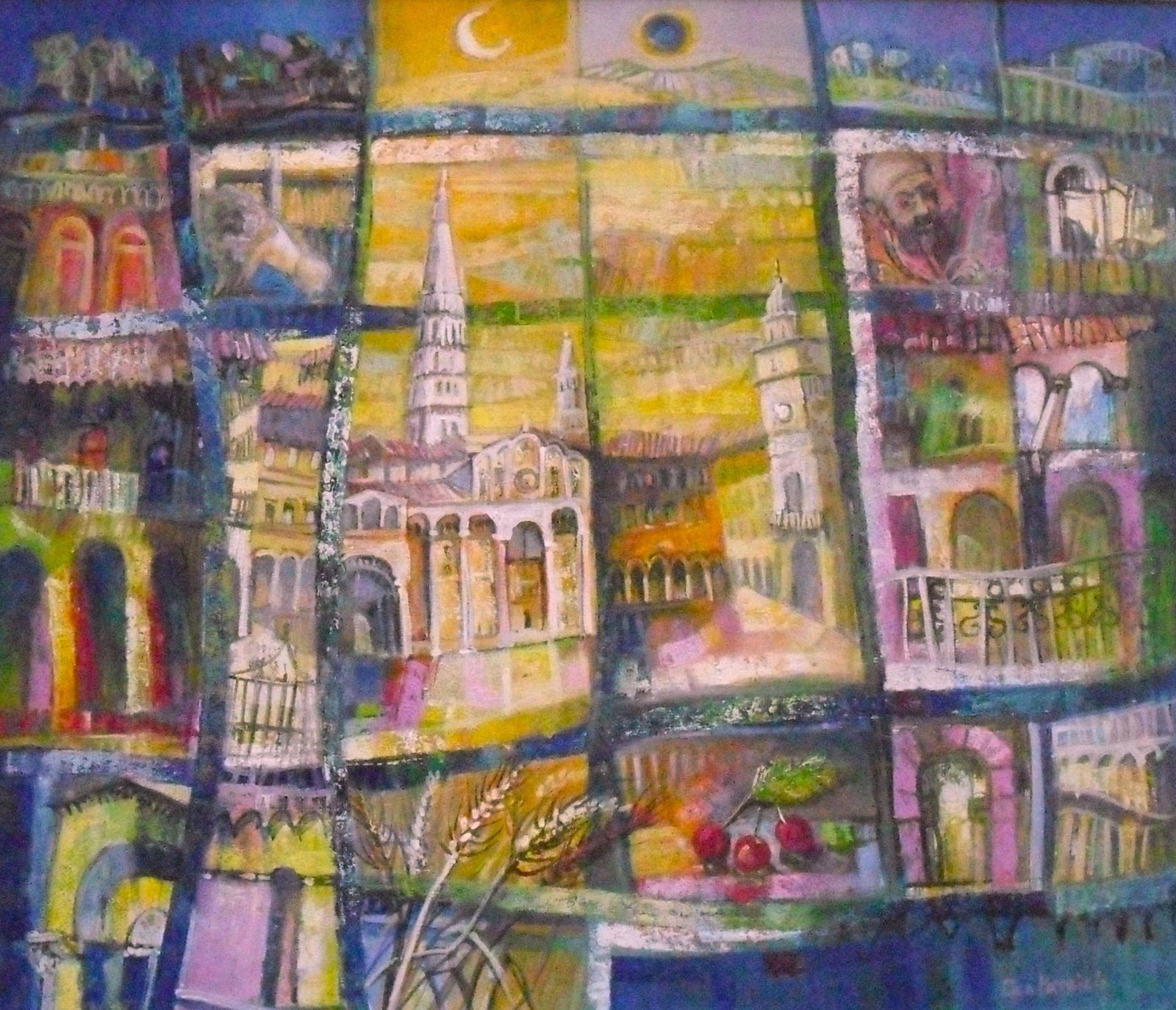 Simbologie di ieri e di oggi, Modena, dipinto di Patrizio Oca del 2010, olio su tela
