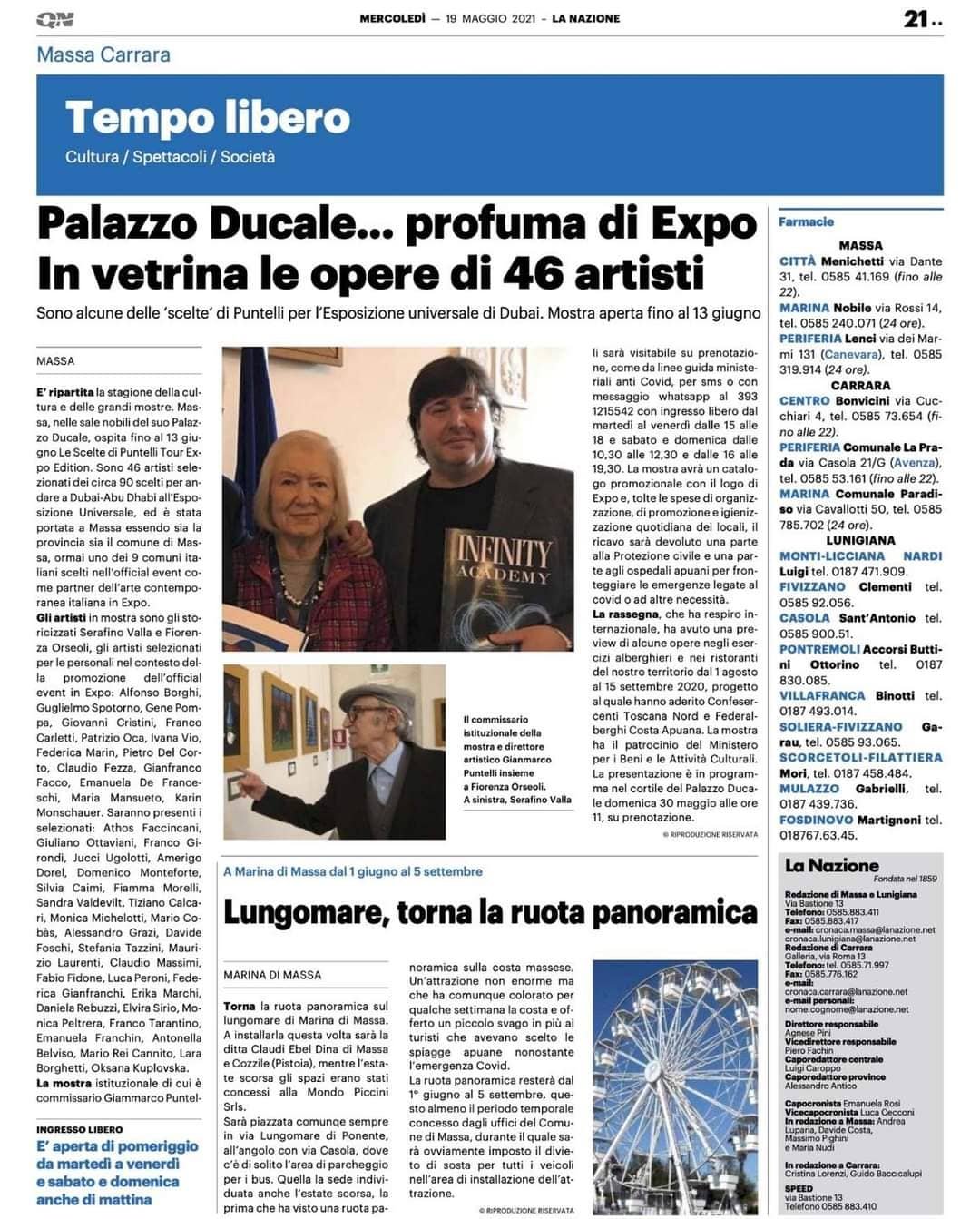 Articolo de La Nazione 'Palazzo Ducale... profuma di Expo', 19 maggio 2021