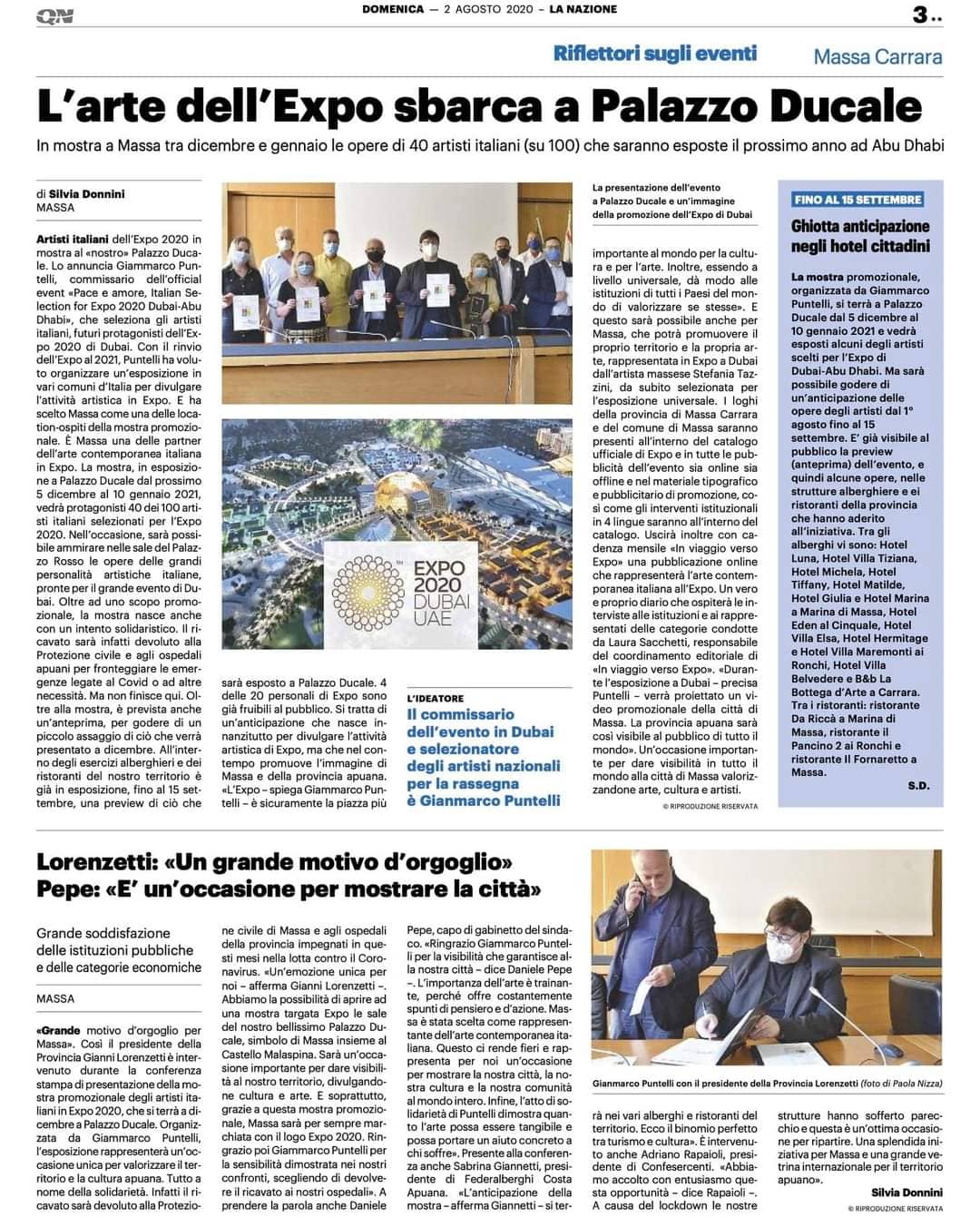 Articolo de La Nazione sull'arte dell'Expo a Palazzo Ducale