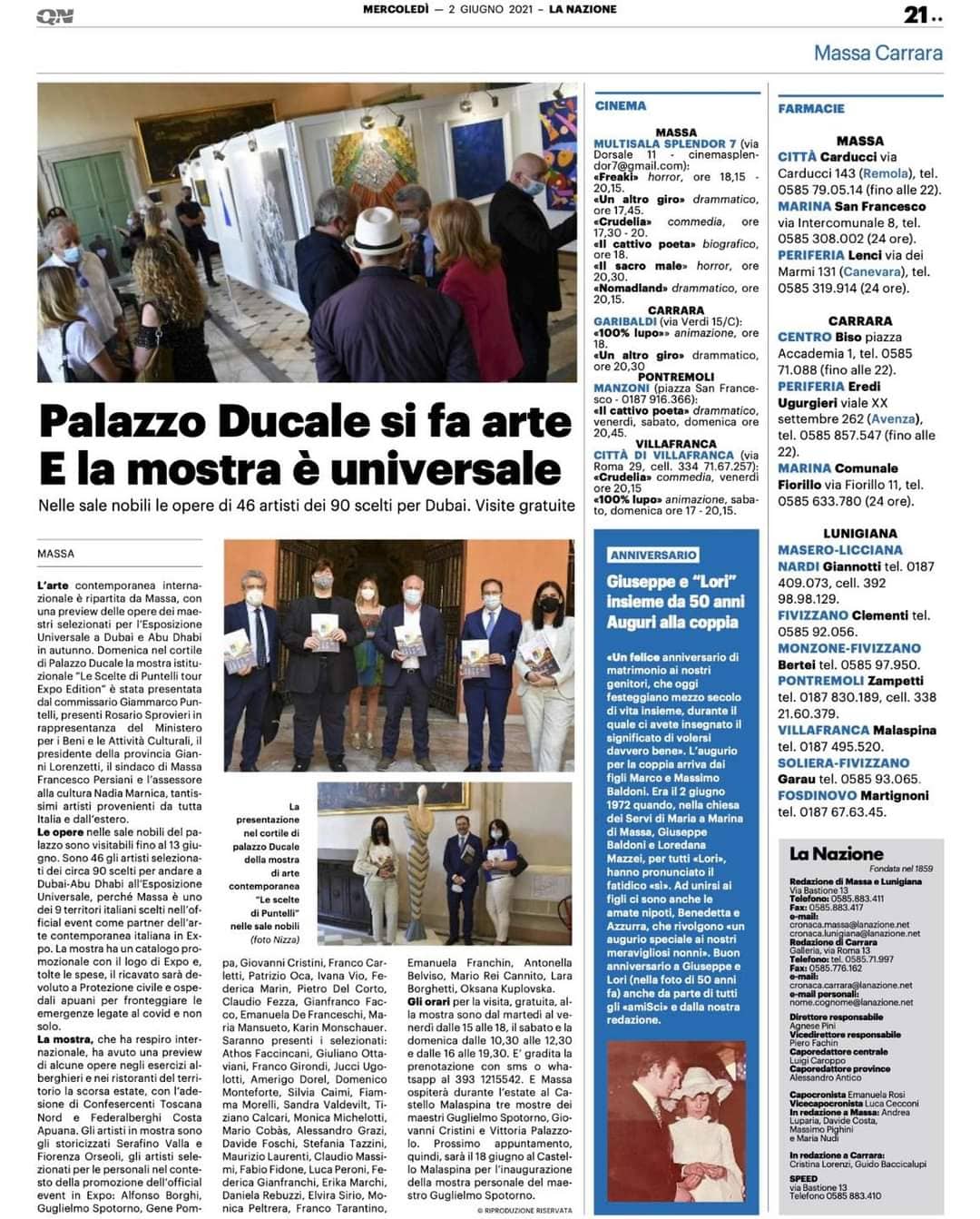Articolo de La Nazione su Palazzo Ducale si fa arte