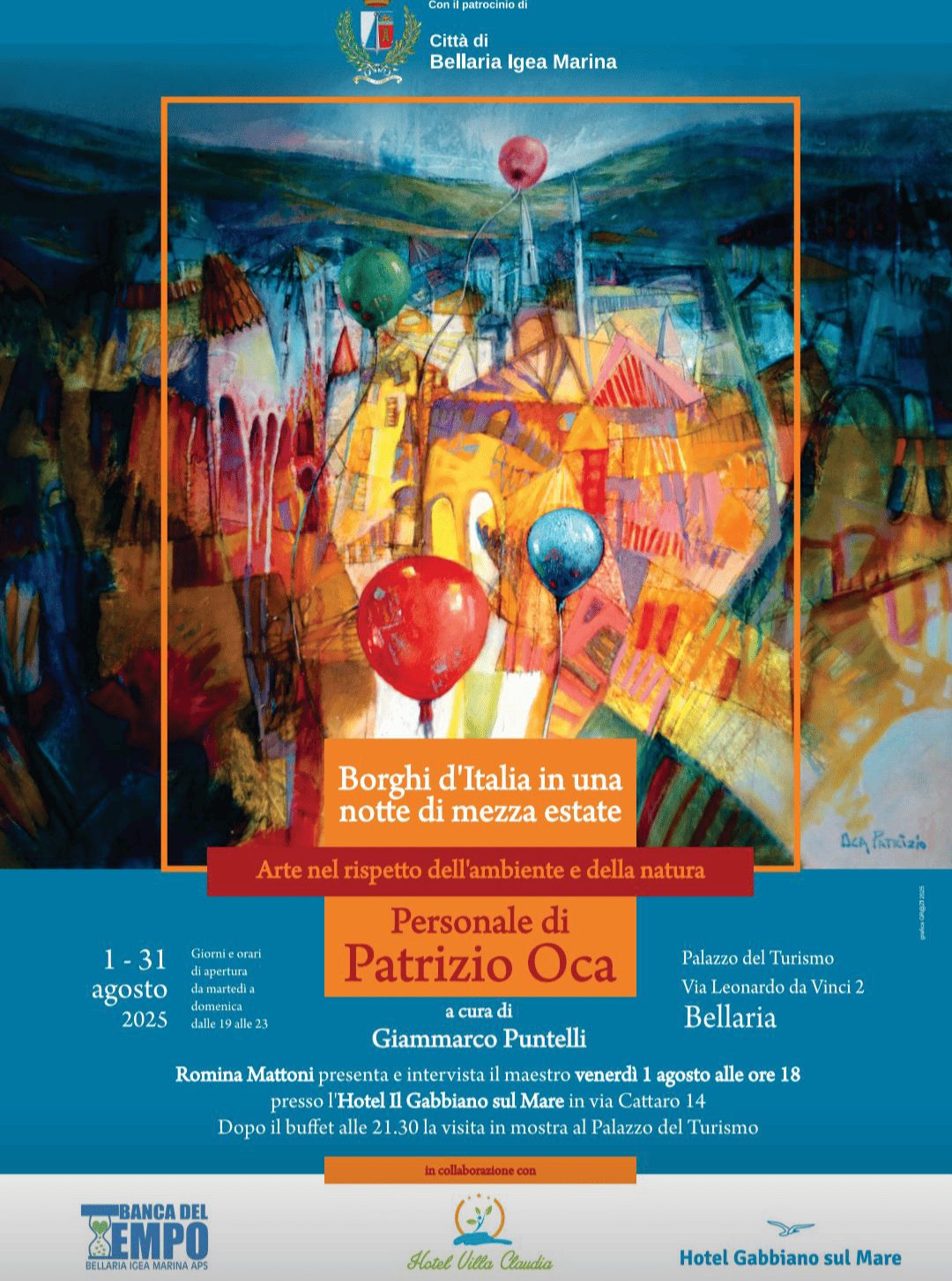 Locandina della mostra Borghi d'Italia in una notte di mezza estate, Bellaria 2025