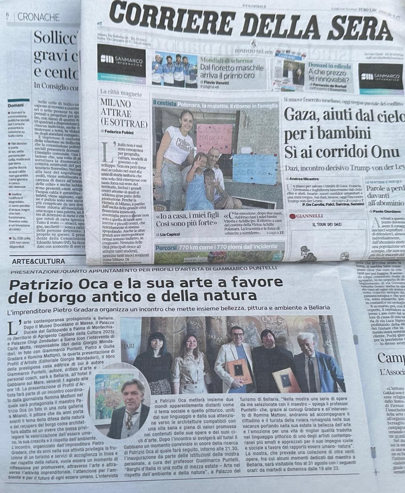 CORRIERE DELLA SERA (EDIZIONE EMILIA-ROMAGNA) / ALTARIMINI: Patrizio Oca e la sua arte a favore del borgo antico e della natura
